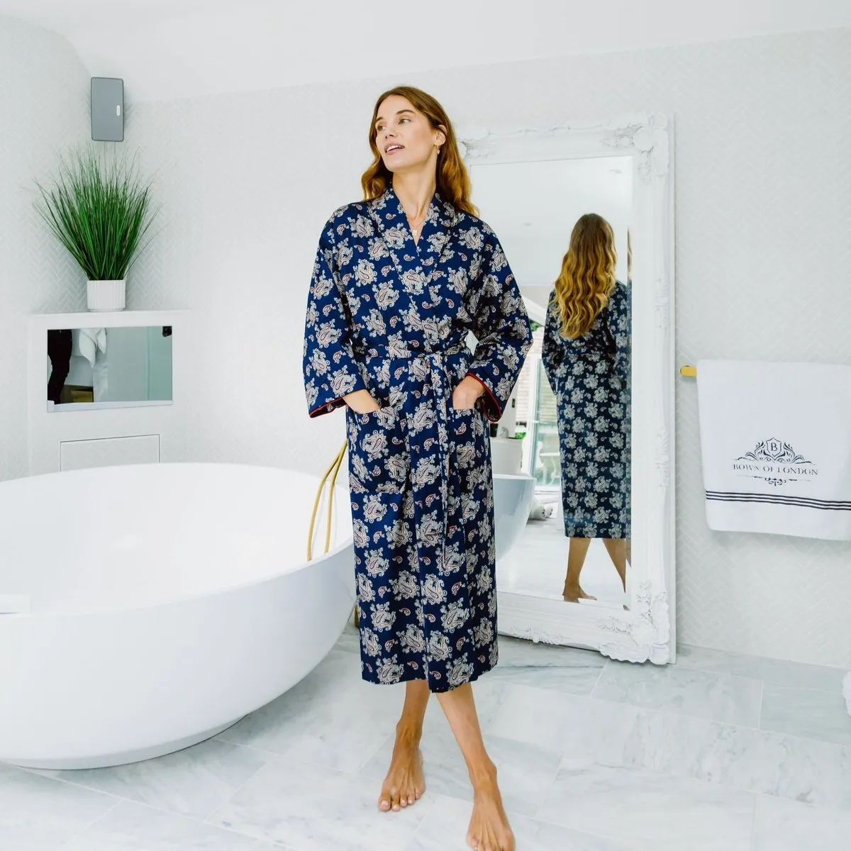 Lightweight Dressing Gown - Gatsby Paisley Blue