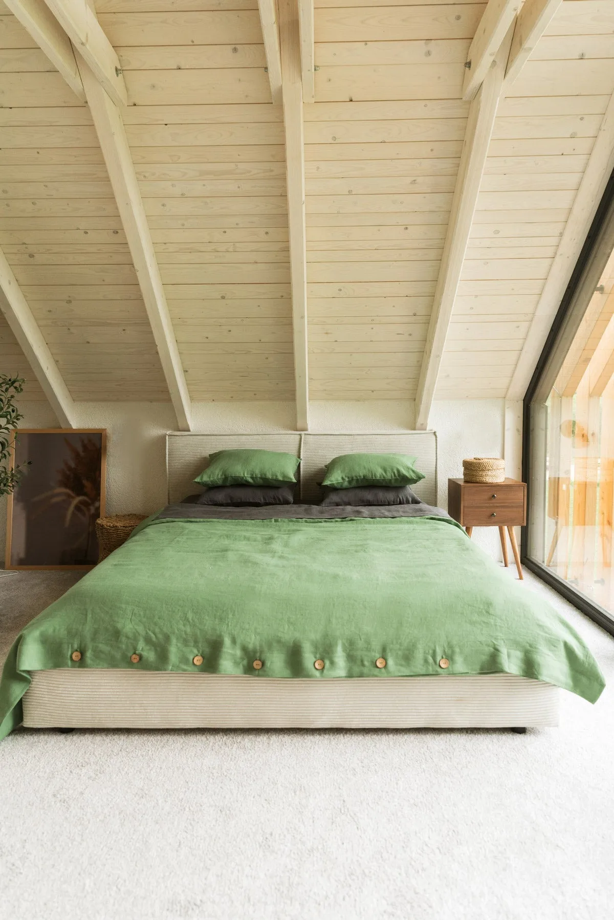 Linen Bedding Set Matcha Green