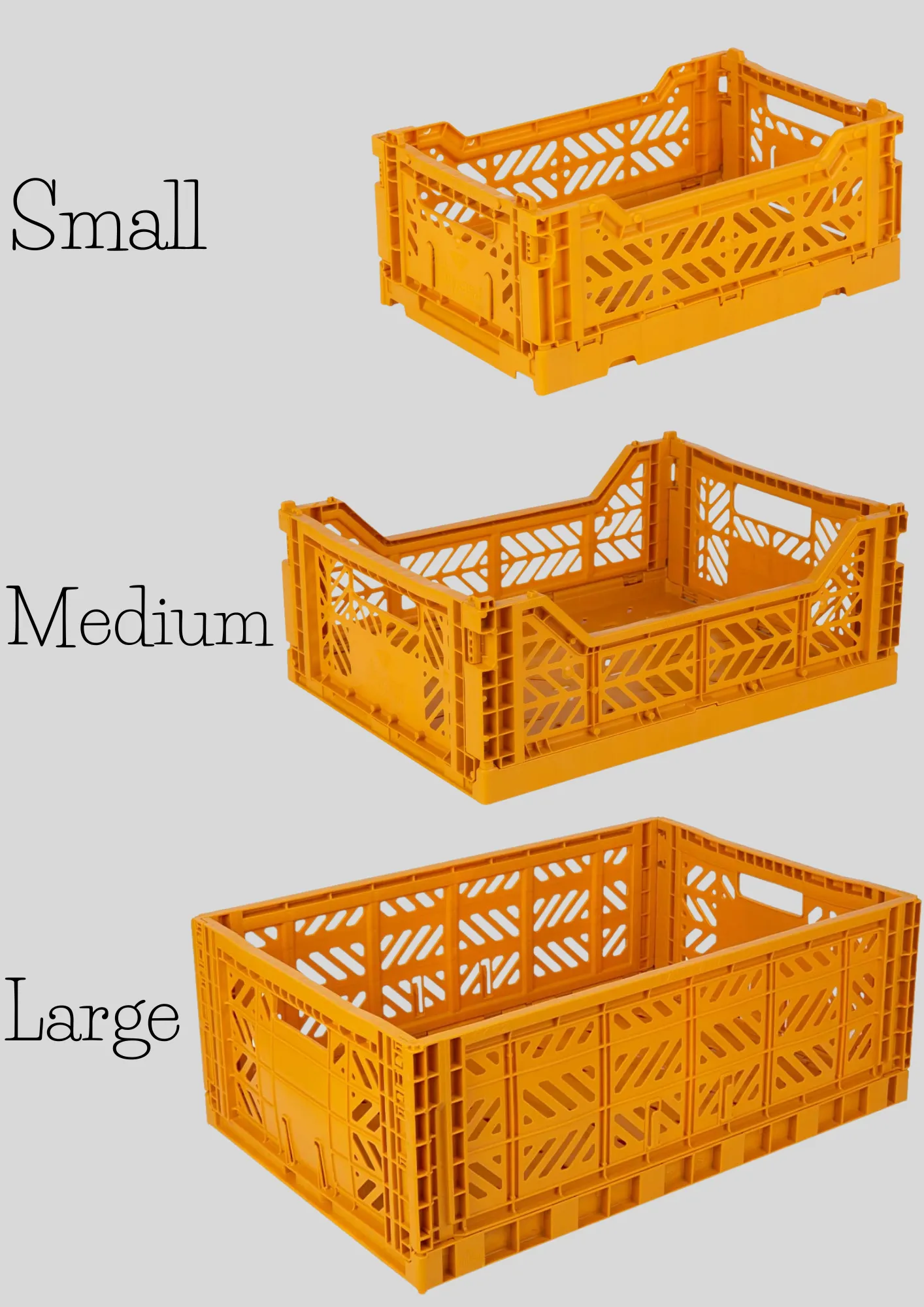 Luna Crates 3-Pack Utility Stackable Crates Mustard