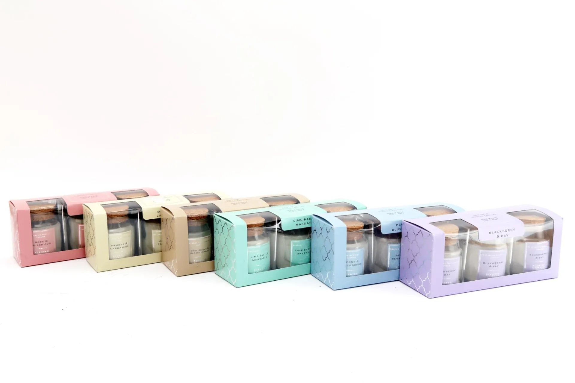 Luxurious Six Sets of Trio Scented Candle Gift Box - Elizabeth Williams London Collection | Premium Fragrance Candles