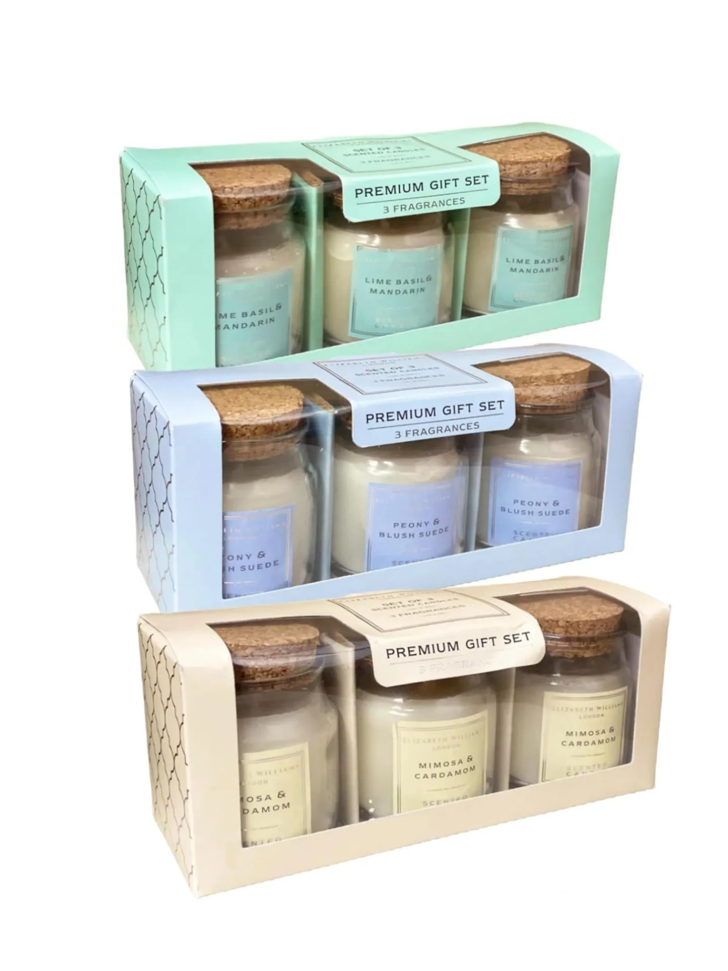 Luxurious Six Sets of Trio Scented Candle Gift Box - Elizabeth Williams London Collection | Premium Fragrance Candles