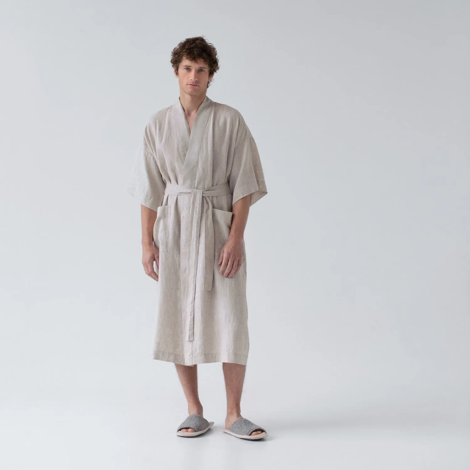 Melange Linen Bathrobe