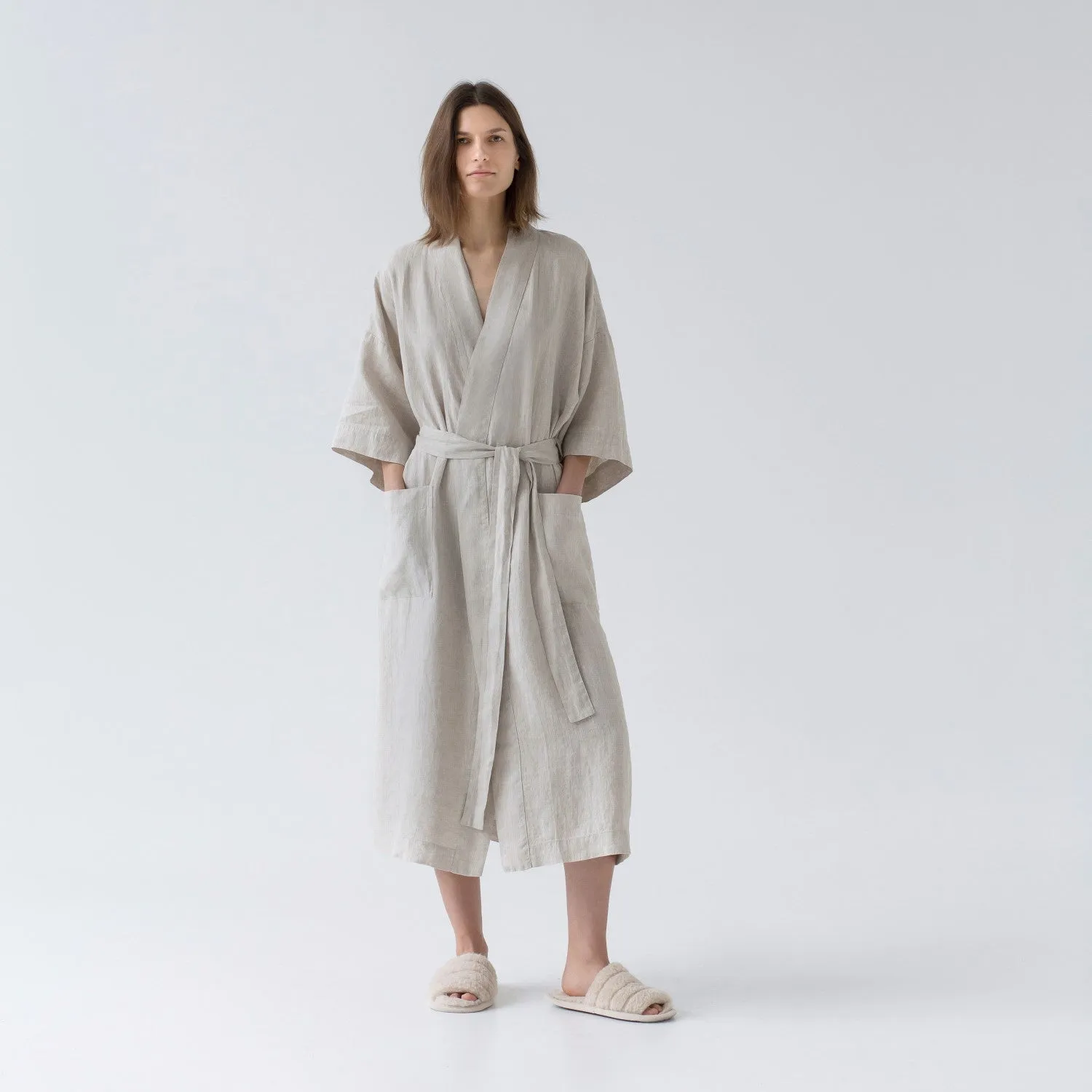 Melange Linen Bathrobe