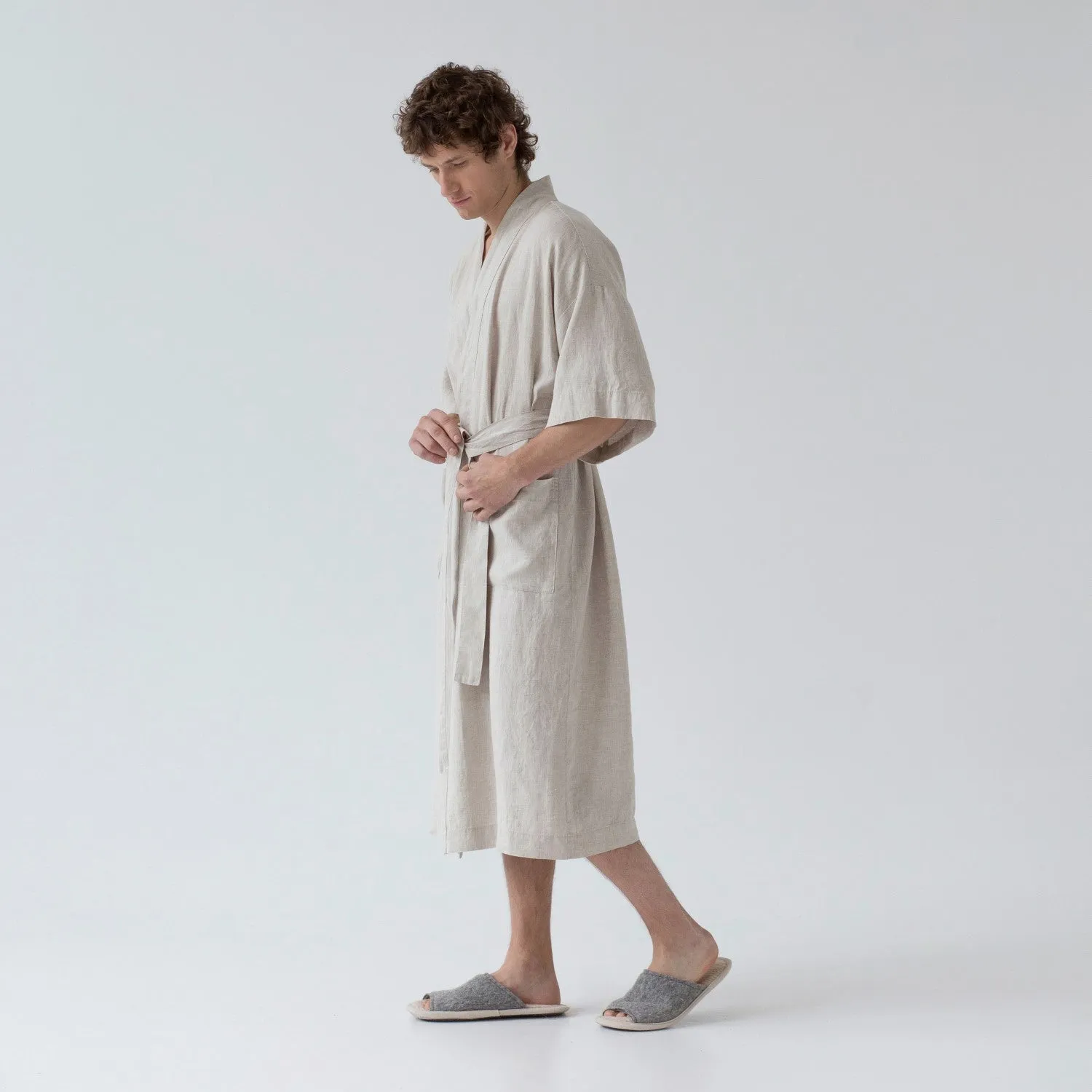 Melange Linen Bathrobe