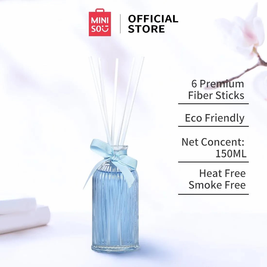 MINISO Lost in Garden Home Fragrance Flameless Essential Oil with Diffuser Sticks Room Freshener for Home, Bedroom, Living Room, Blue Lilac