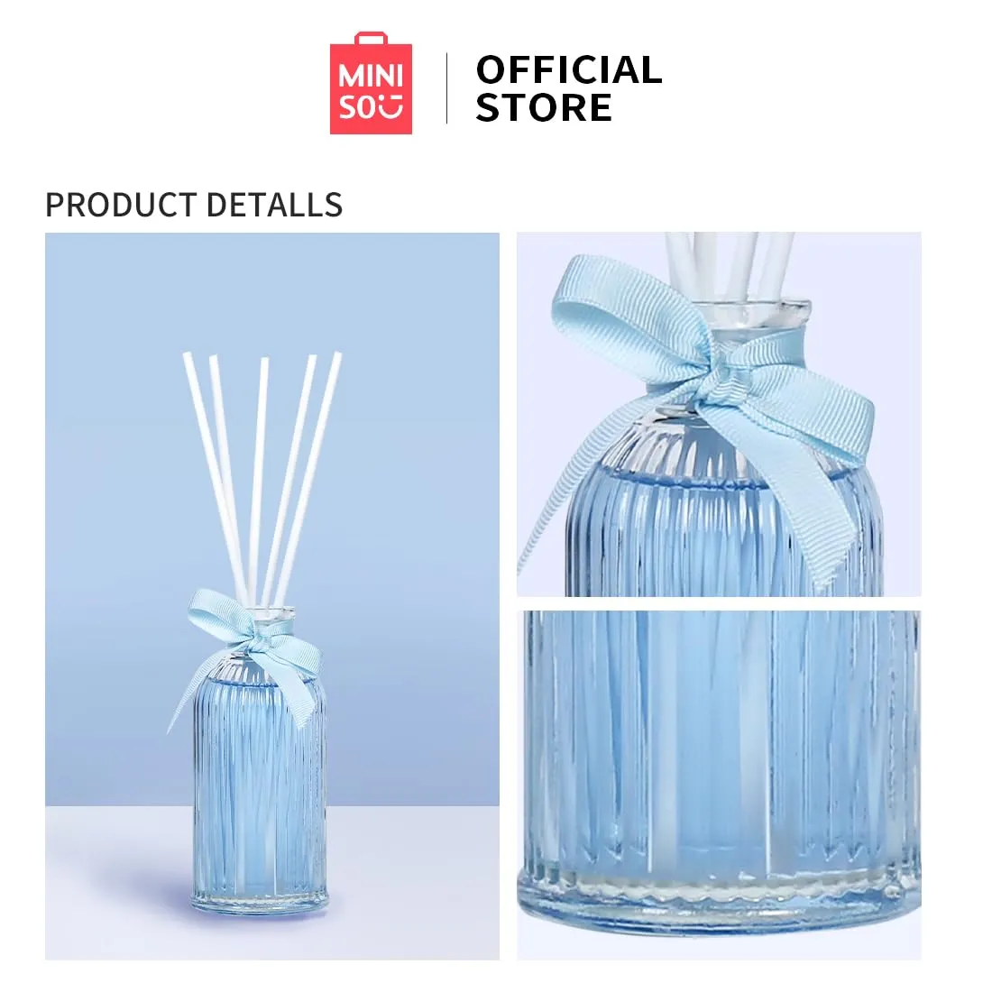 MINISO Lost in Garden Home Fragrance Flameless Essential Oil with Diffuser Sticks Room Freshener for Home, Bedroom, Living Room, Blue Lilac