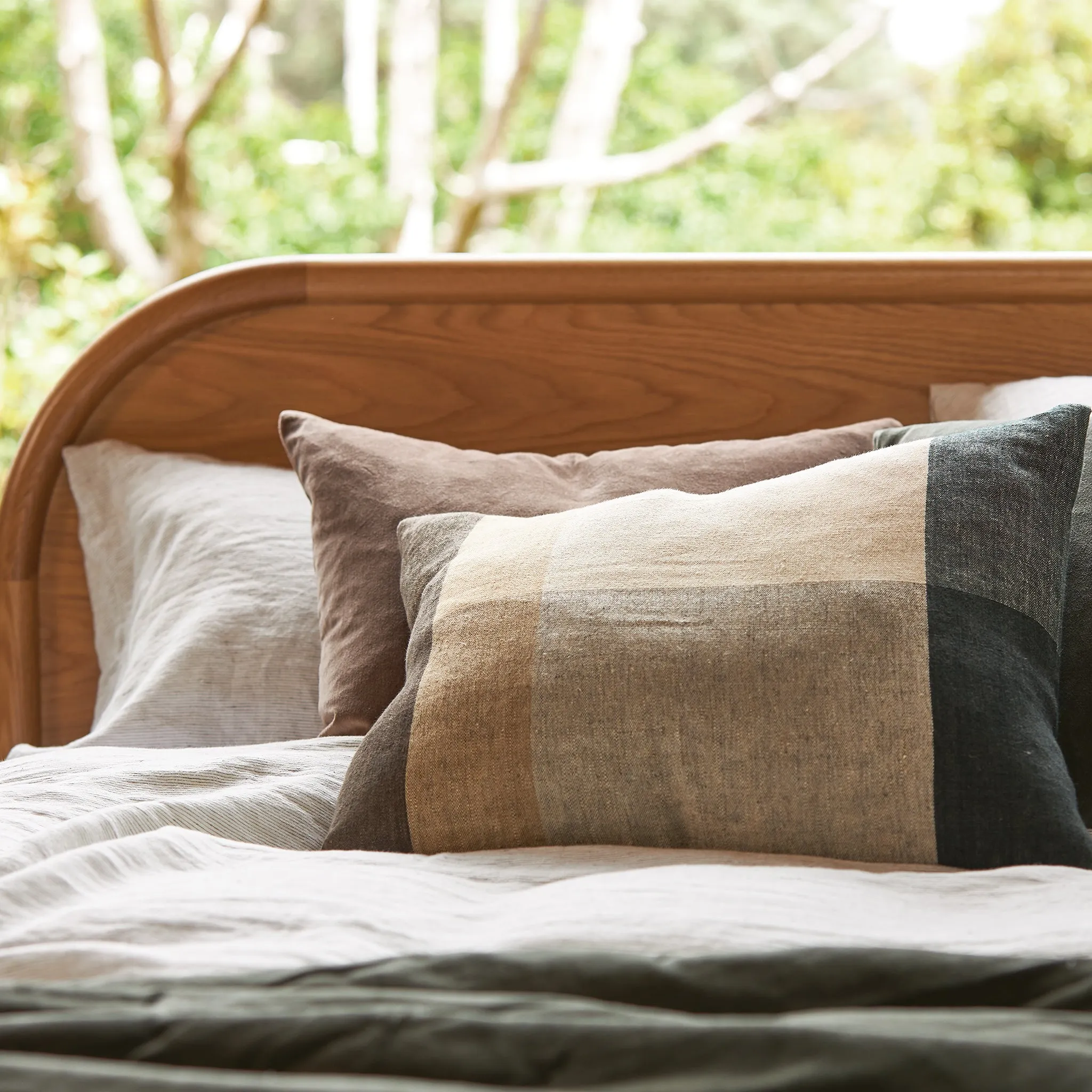 Morandi Handwoven Linen Cushion (Nori / Multi) - 55 x 45cm