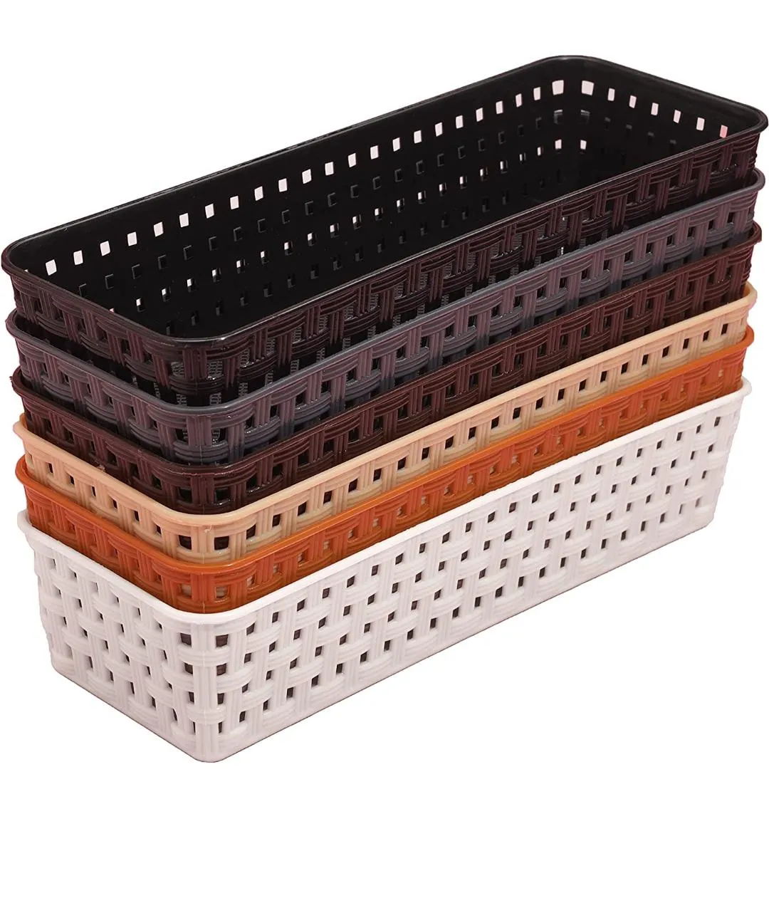 Multipurpose Desk Organizer Tray Office Drawer Dividers Storage Bins for Kitchen, Bathroom, Office, Makeup, Bedroom Dresser, Craft Basket Rack Multicolour (pack of 6)