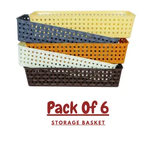 Multipurpose Desk Organizer Tray Office Drawer Dividers Storage Bins for Kitchen, Bathroom, Office, Makeup, Bedroom Dresser, Craft Basket Rack Multicolour (pack of 6)