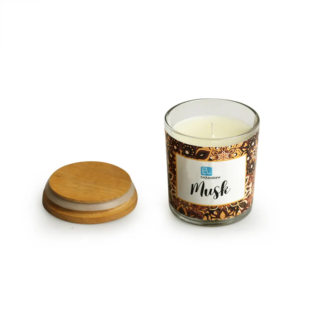 Musk' Handmade Wax Jar Scented Candle (28 Hours Burn Time, Soy Blend, Reusable Jar)