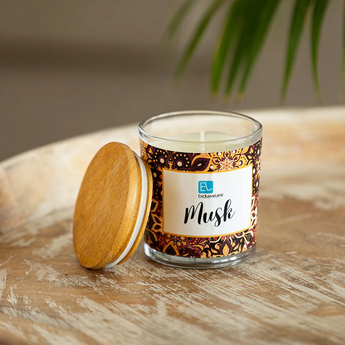 Musk' Handmade Wax Jar Scented Candle (28 Hours Burn Time, Soy Blend, Reusable Jar)