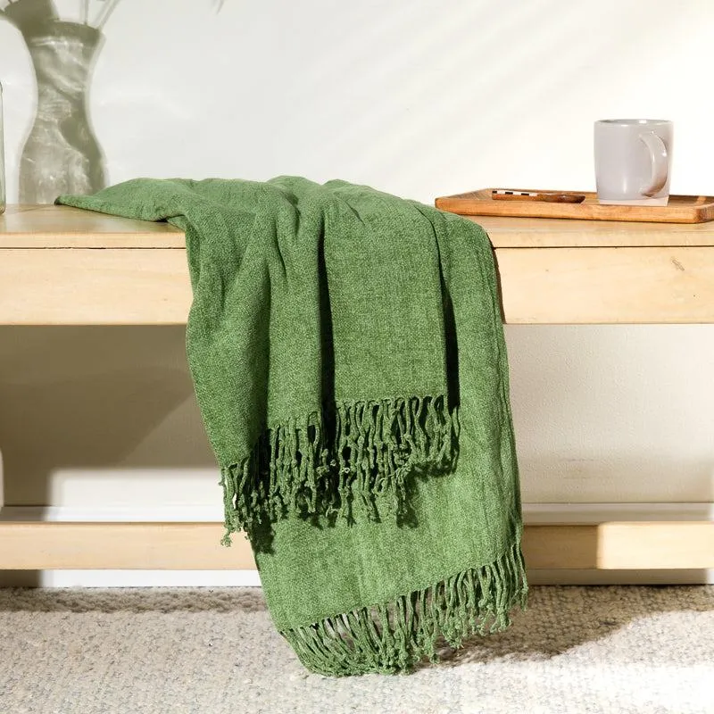 Nest Chenille Throw - Olive Green