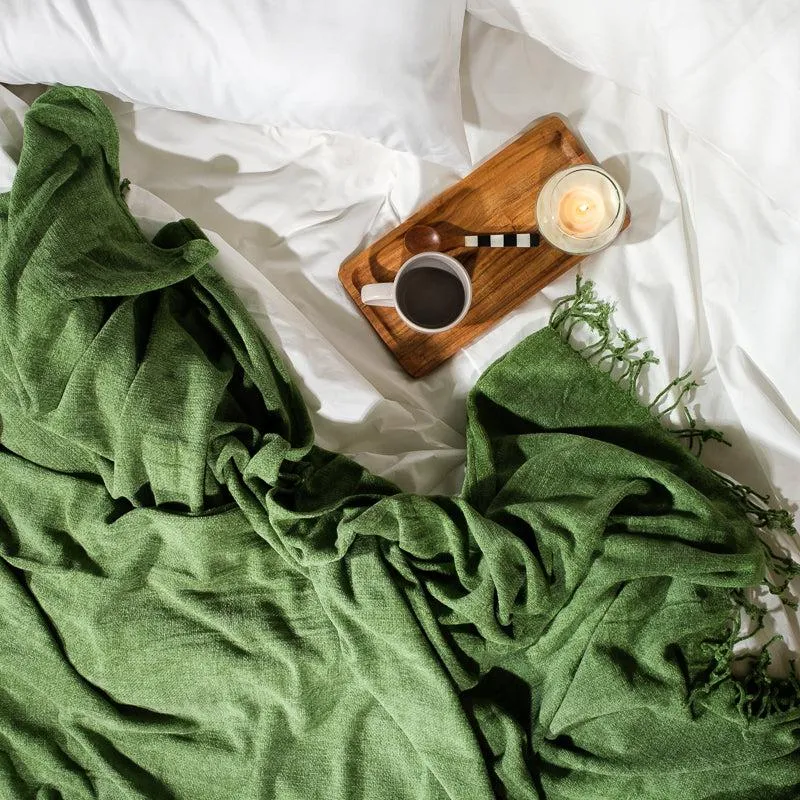 Nest Chenille Throw - Olive Green