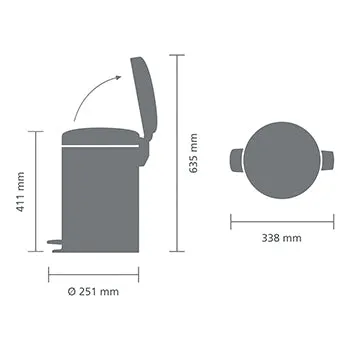 NEWICON 12L PEDAL BIN  - Metallic Grey
