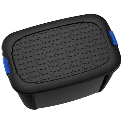 NO Break Black Plastic Heavy-Duty Lidded Storage Container- 44 Gallon, Lidded storage tote is perfect solutions for organizing garage, basement and attic. -460071