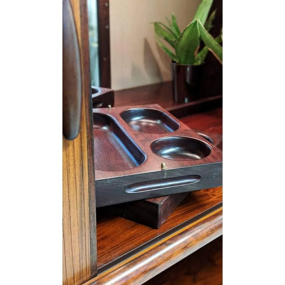 Pair Of Dyrlund Rosewood Wall Units With Teak Tambour Door Display Cabinet Bookcases. C.1960