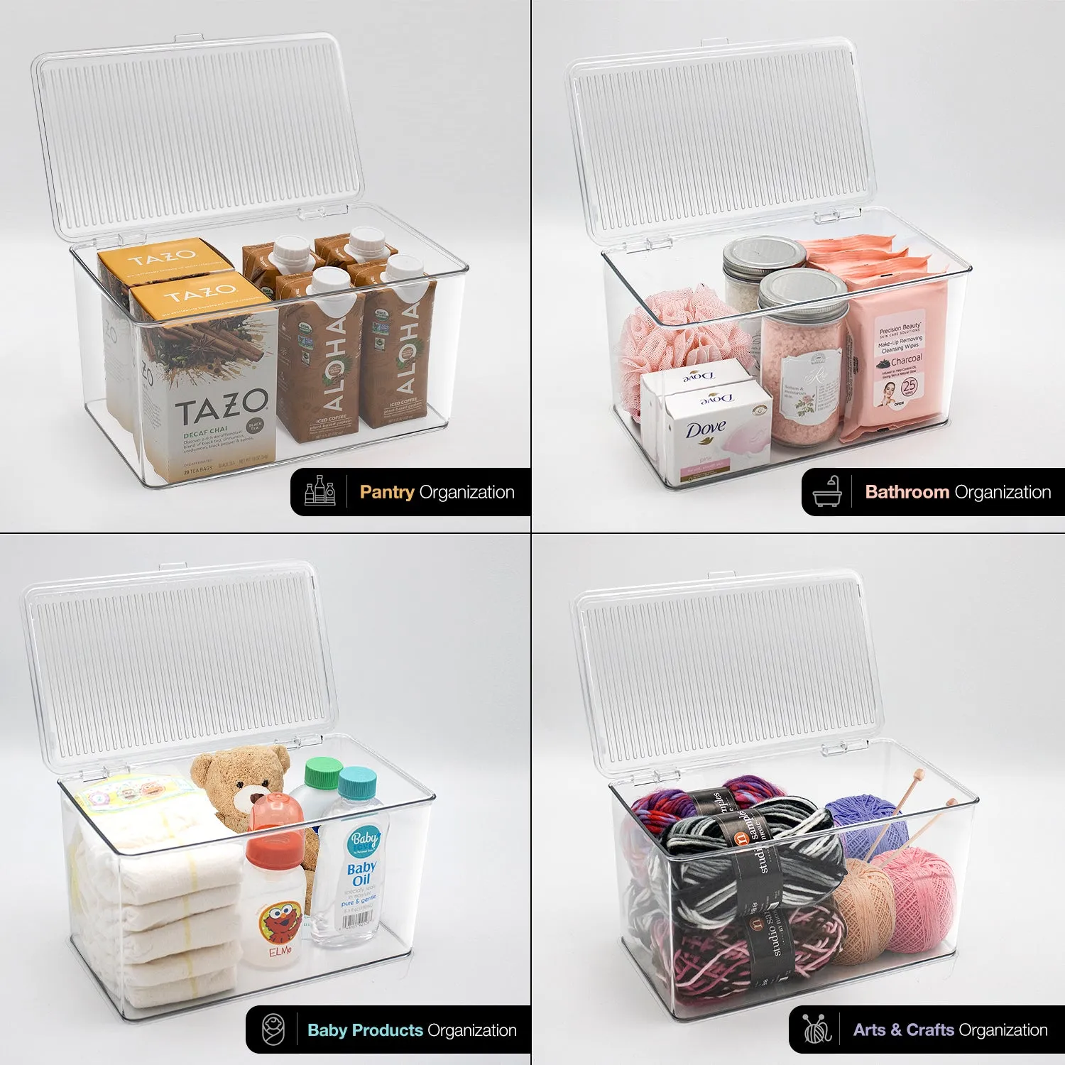 Pantry Storage Bins for with Hinged Lids