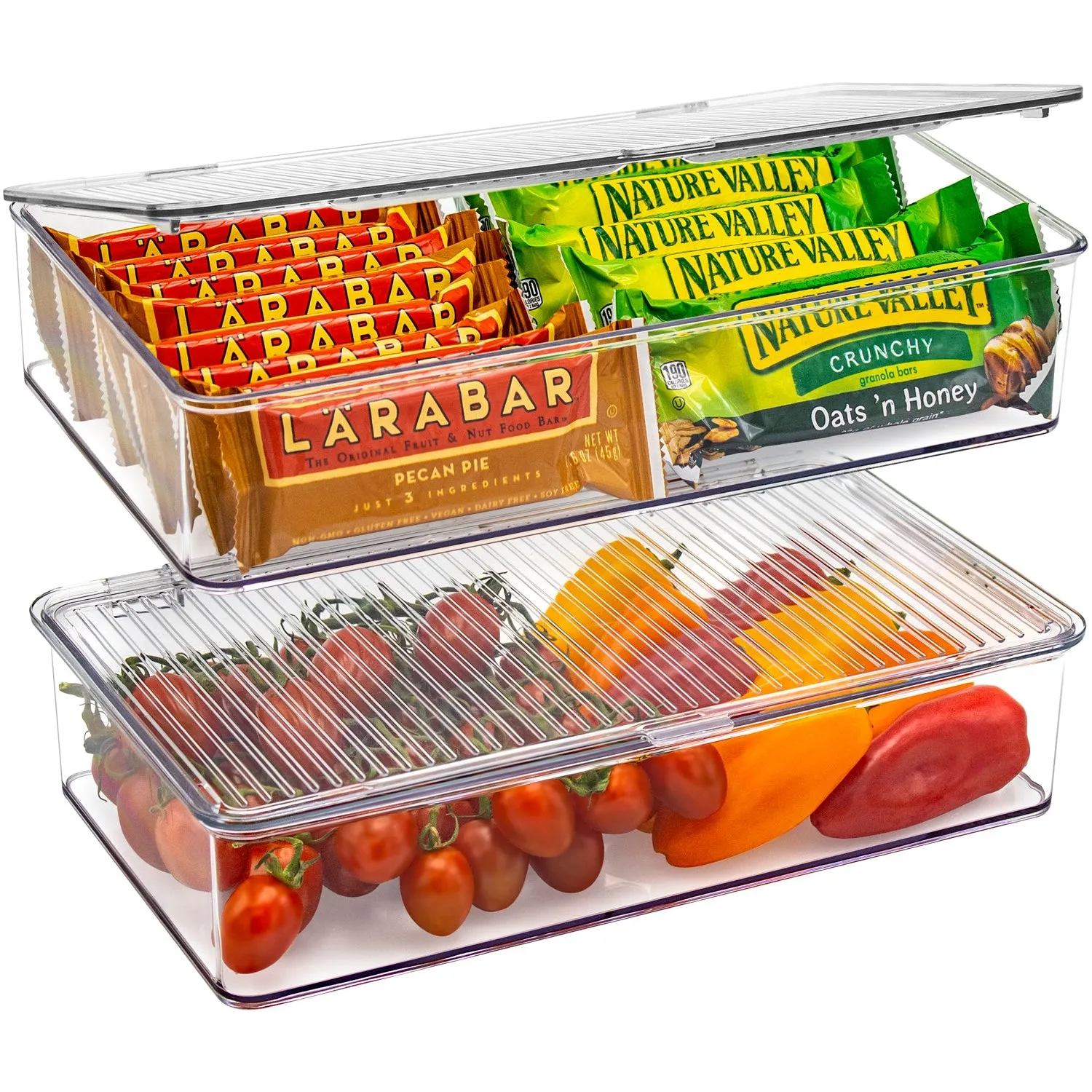 Pantry Storage Bins for with Hinged Lids