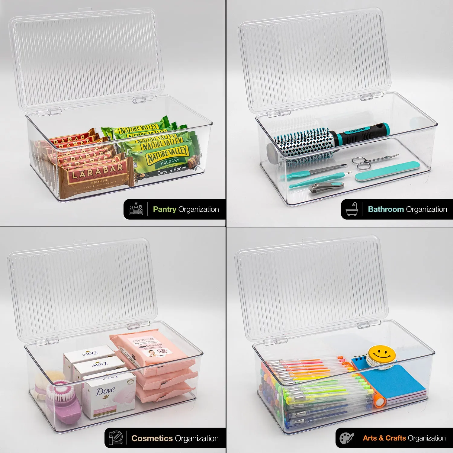 Pantry Storage Bins for with Hinged Lids