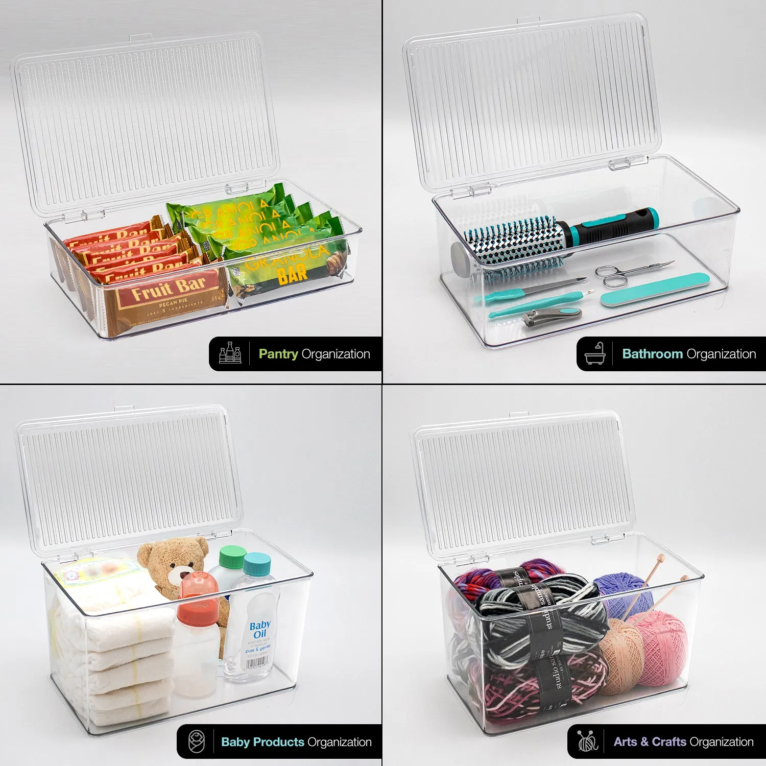 Pantry Storage Bins for with Hinged Lids