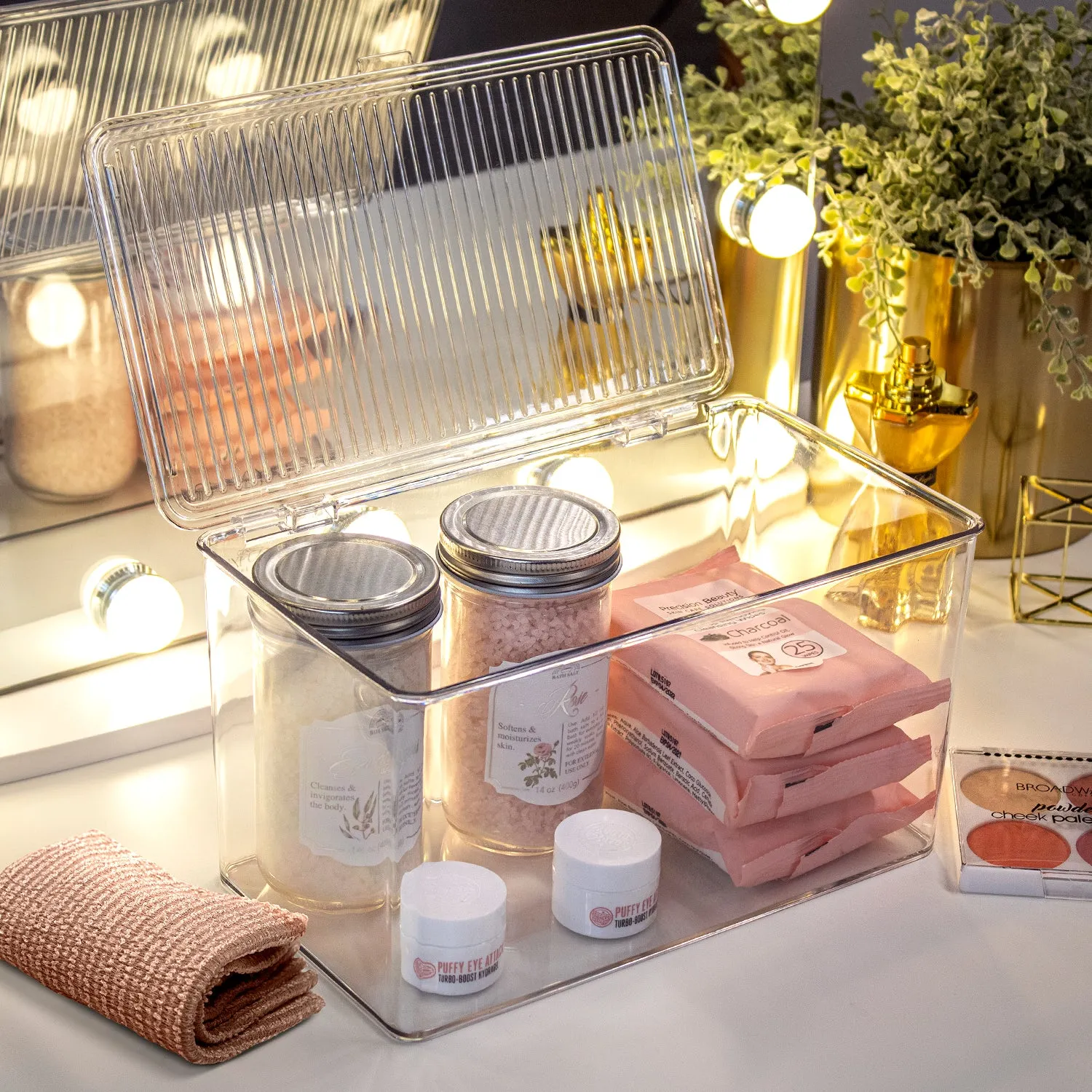 Pantry Storage Bins for with Hinged Lids