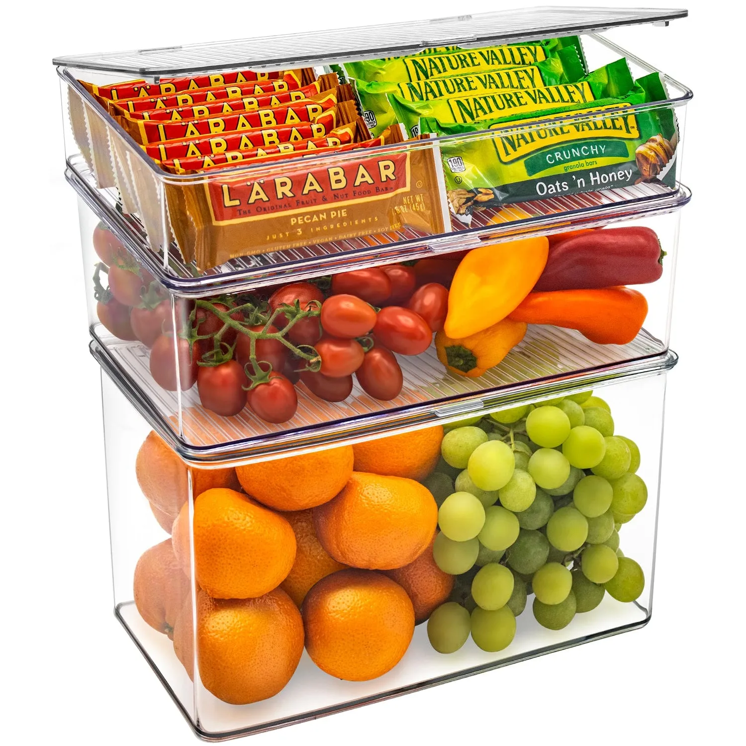 Pantry Storage Bins for with Hinged Lids