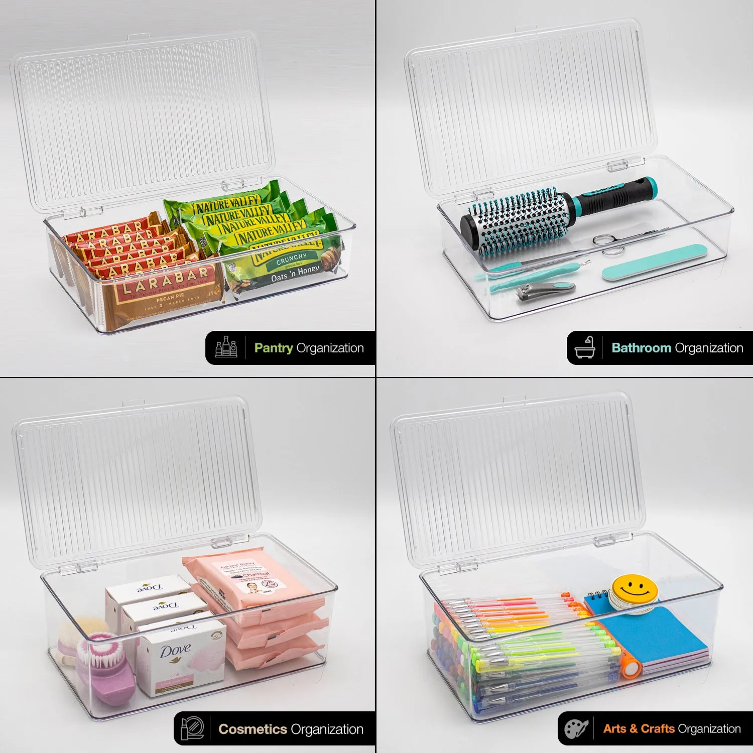 Pantry Storage Bins for with Hinged Lids