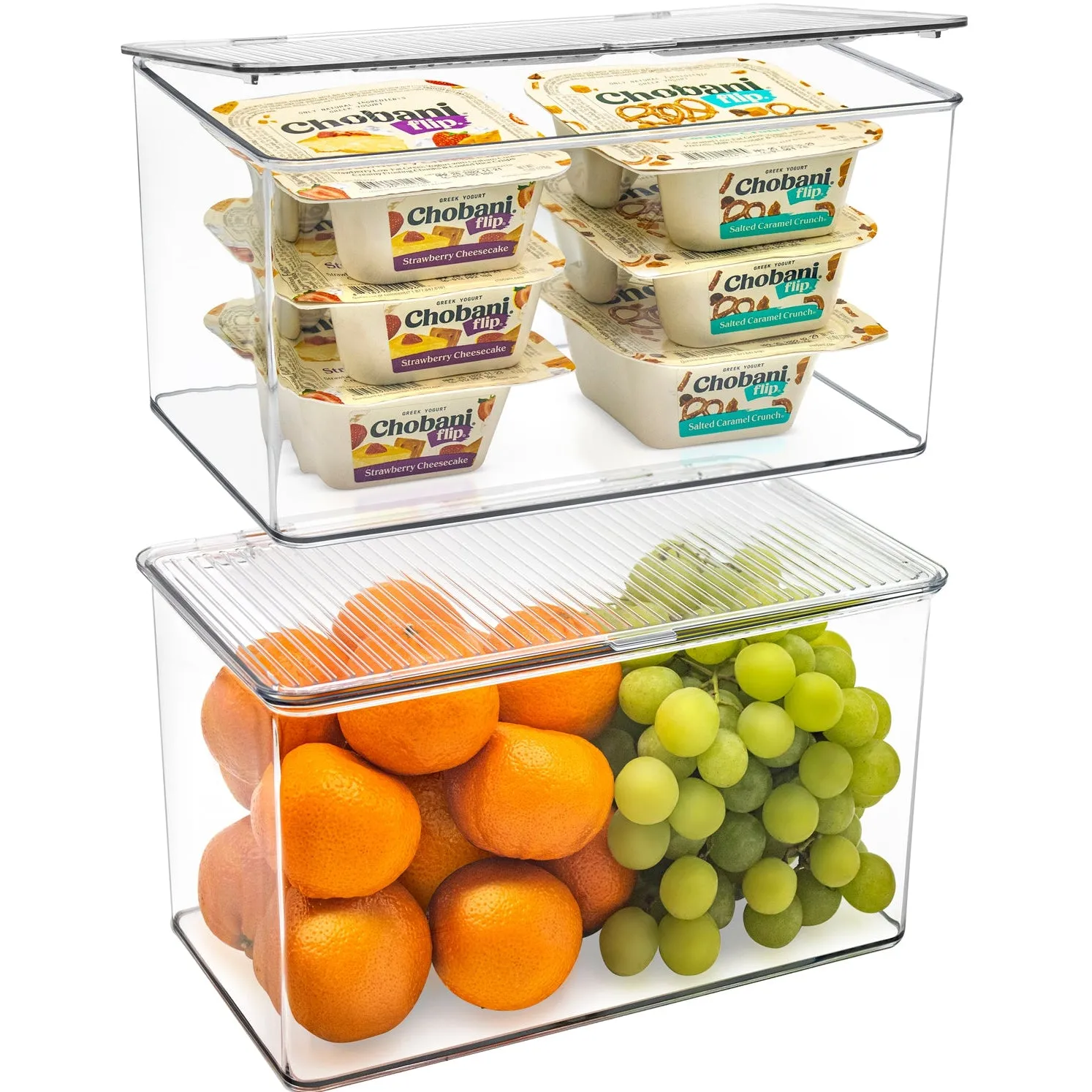Pantry Storage Bins for with Hinged Lids