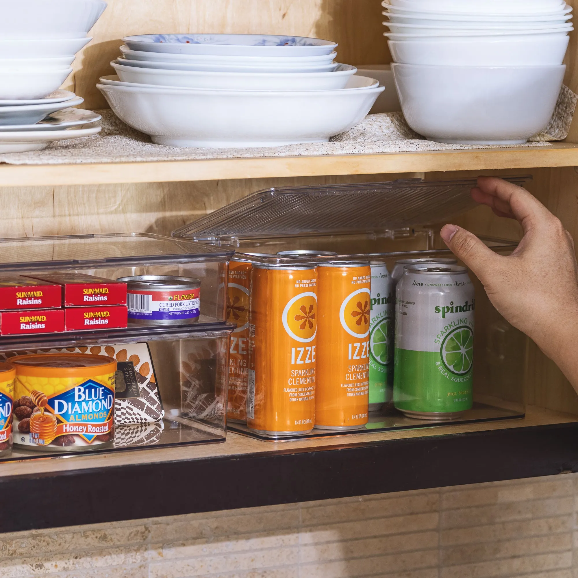 Pantry Storage Bins for with Hinged Lids