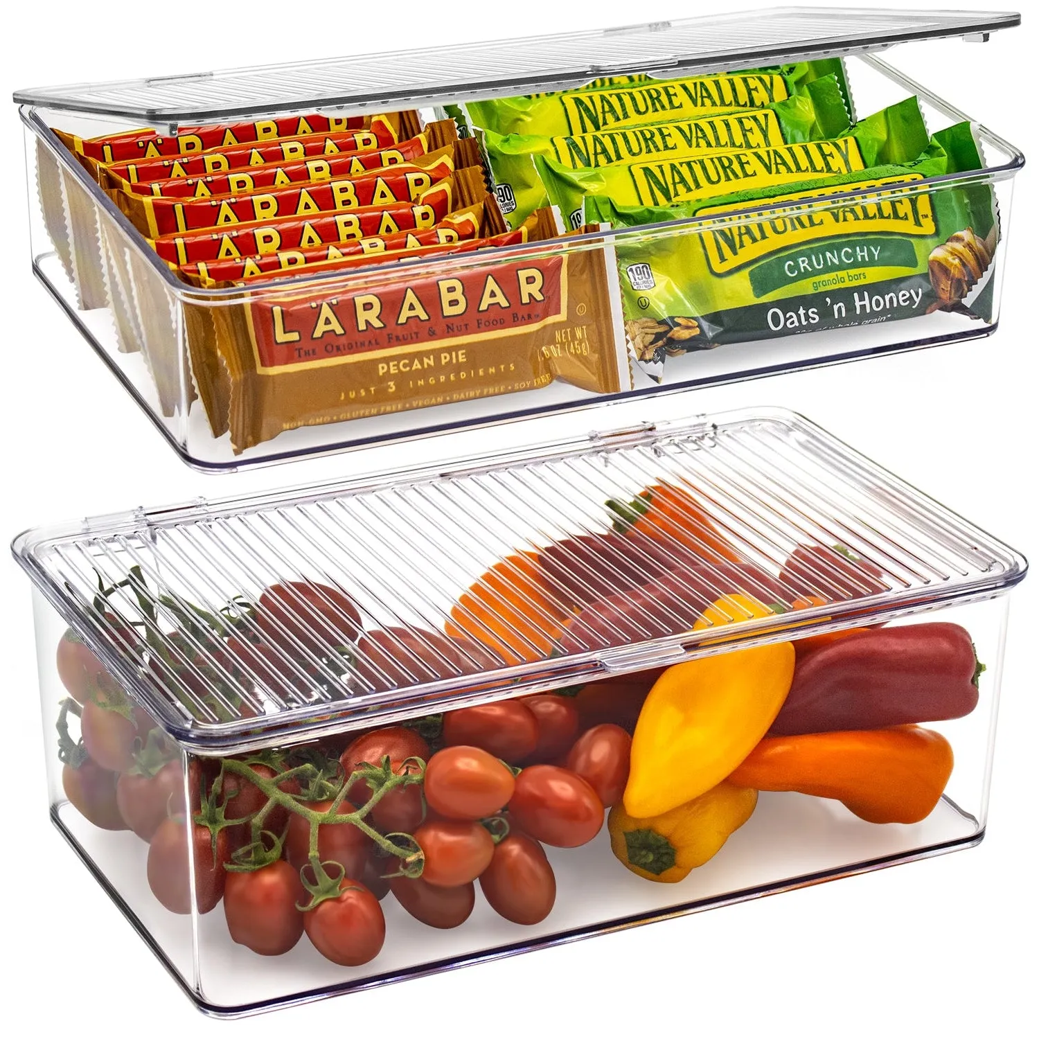 Pantry Storage Bins for with Hinged Lids