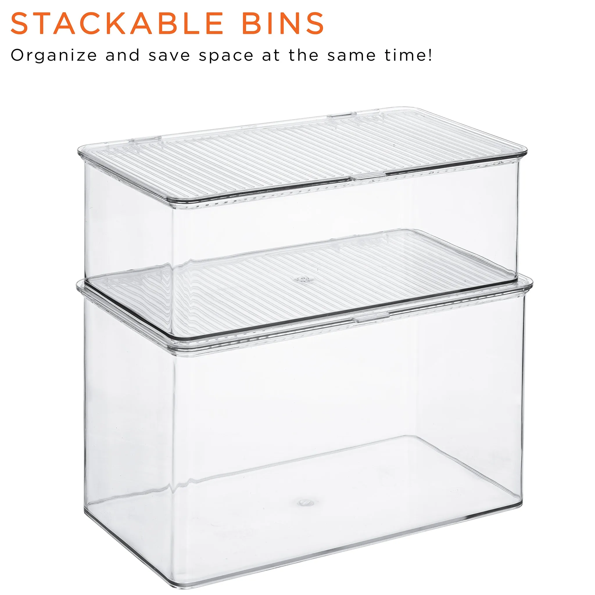 Pantry Storage Bins for with Hinged Lids