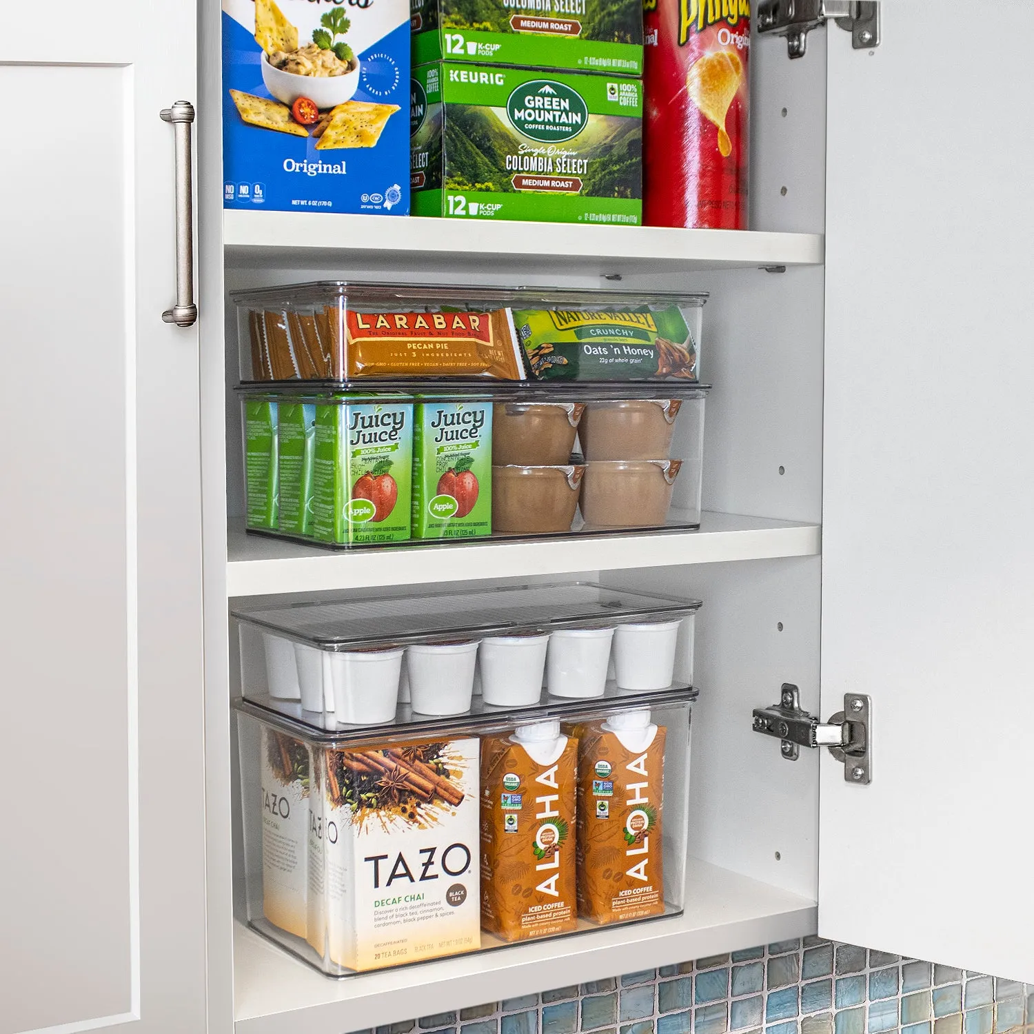 Pantry Storage Bins for with Hinged Lids