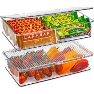 Pantry Storage Bins for with Hinged Lids