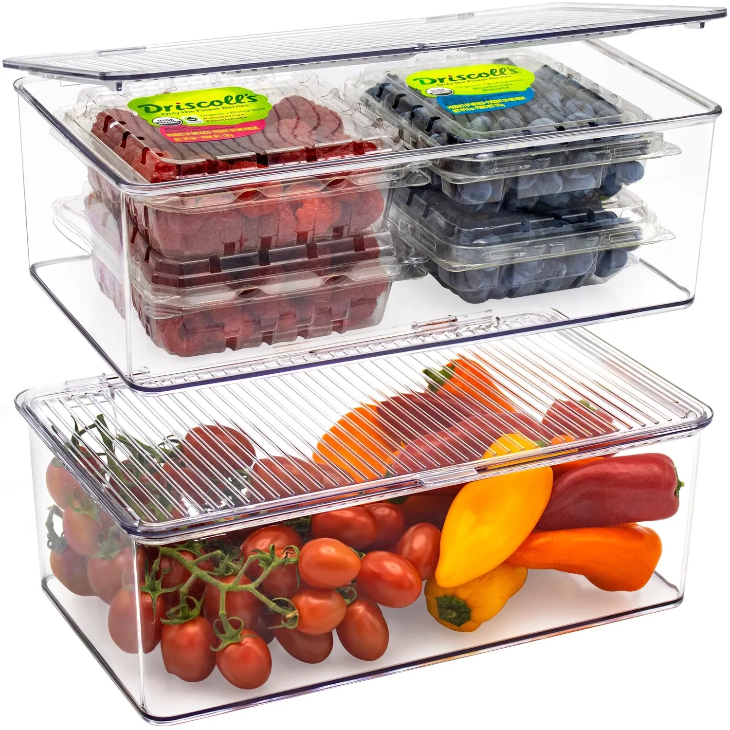 Pantry Storage Bins for with Hinged Lids
