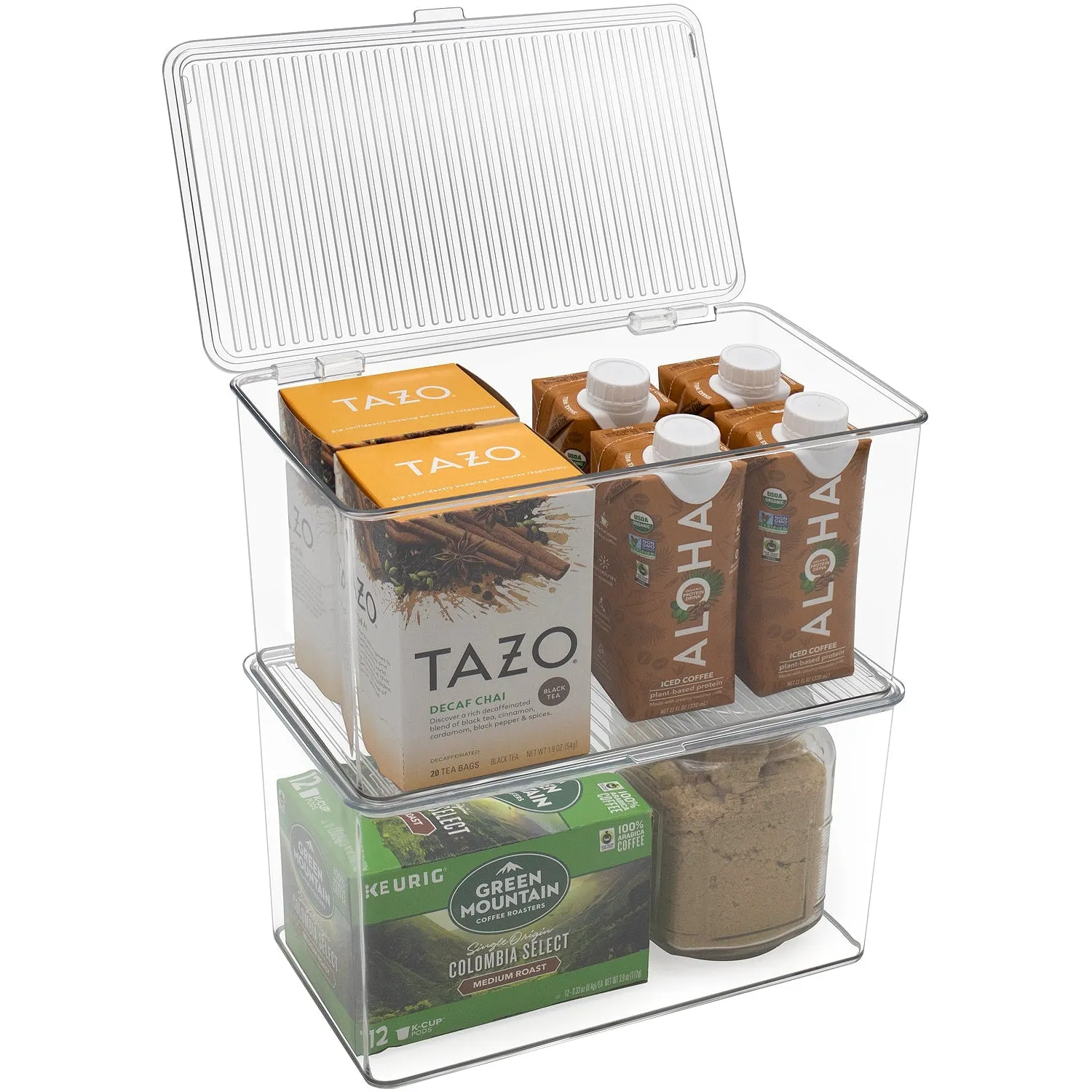 Pantry Storage Bins for with Hinged Lids