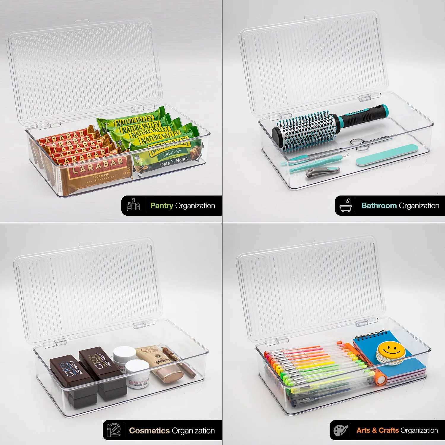 Pantry Storage Bins for with Hinged Lids