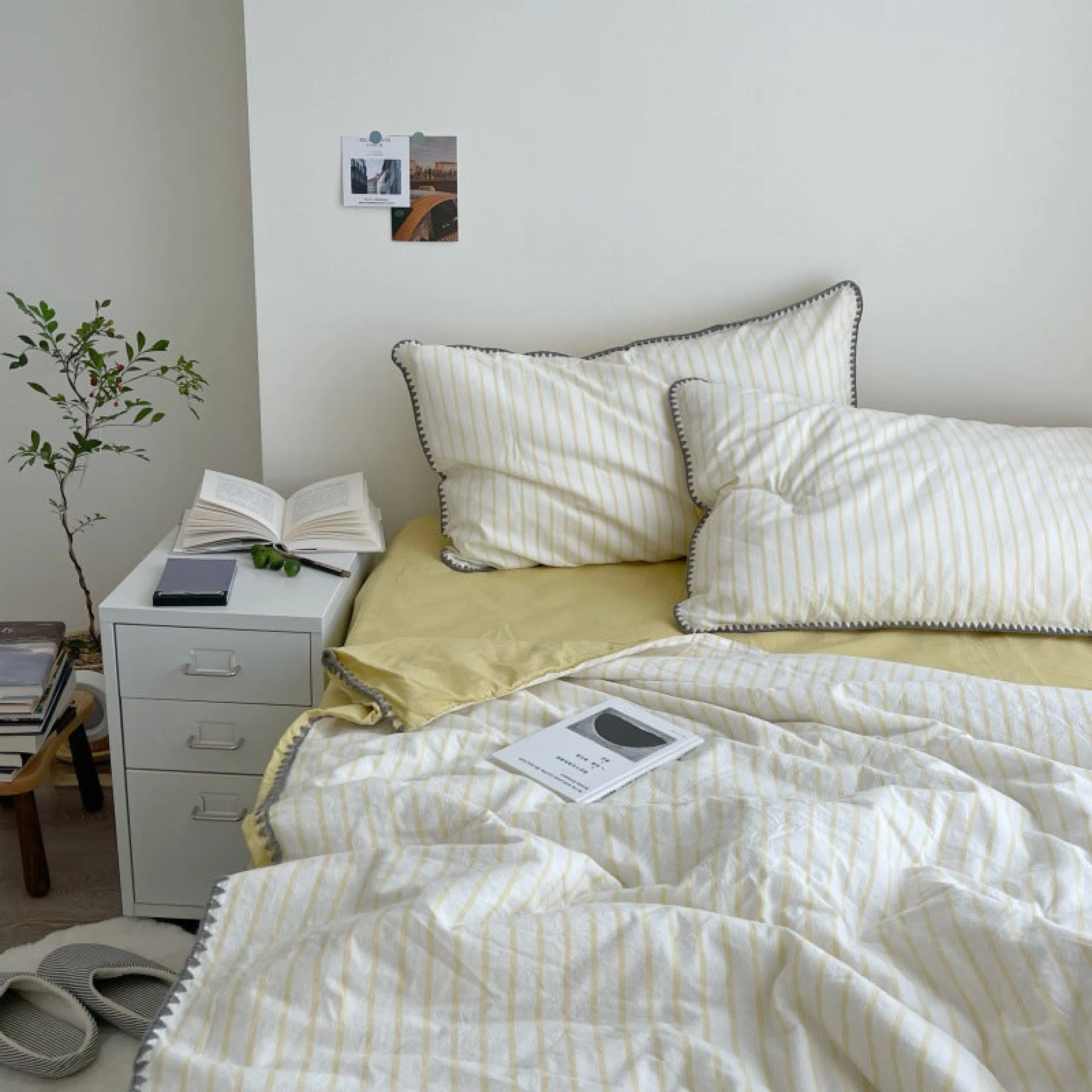 Pastel Striped Blanket Set / Purple
