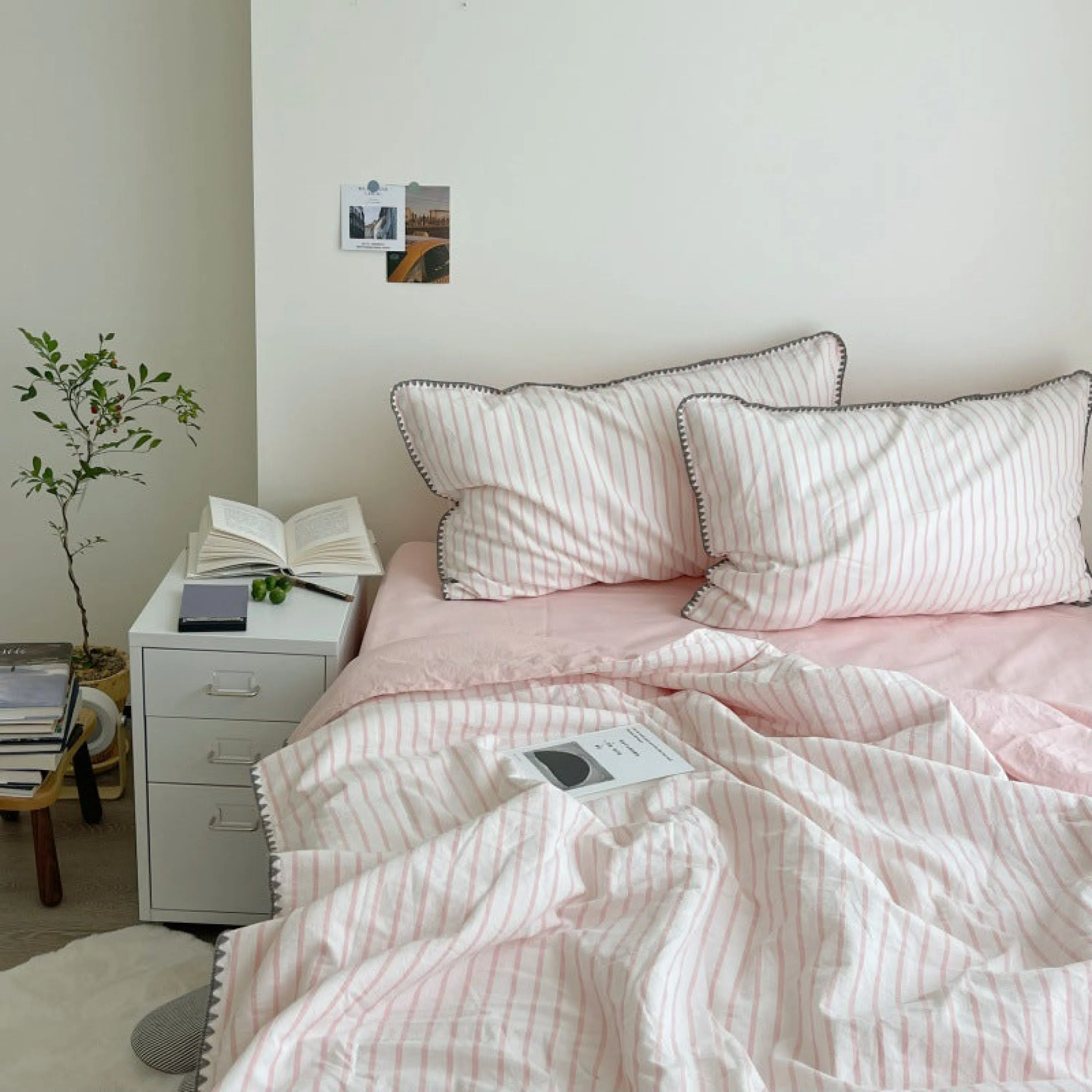 Pastel Striped Blanket Set / Purple
