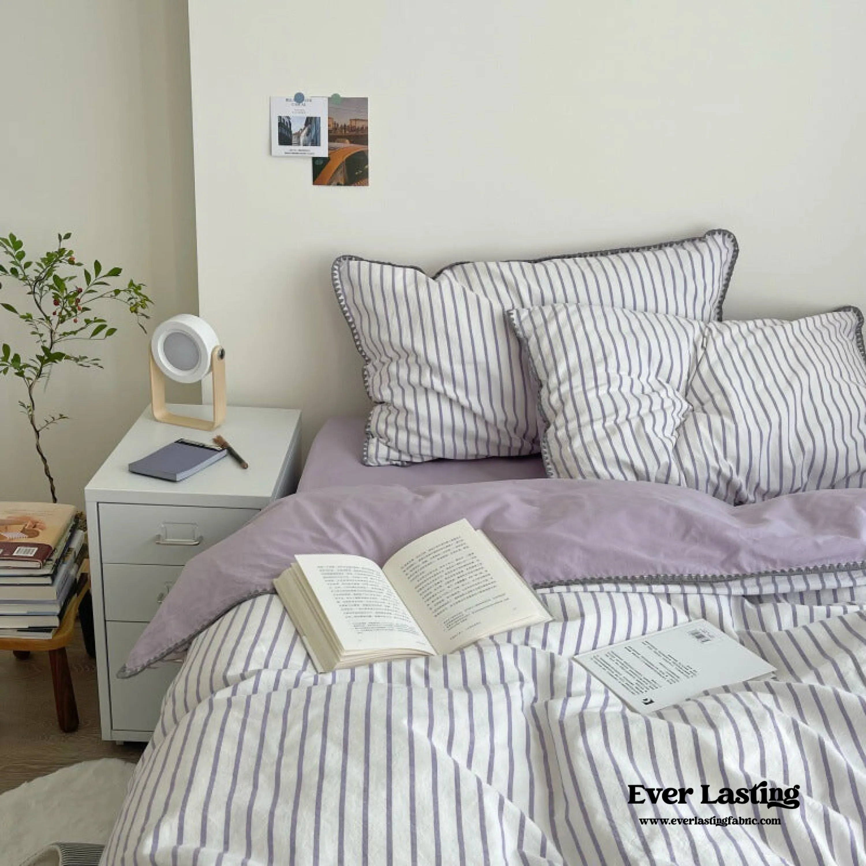 Pastel Striped Blanket Set / Purple