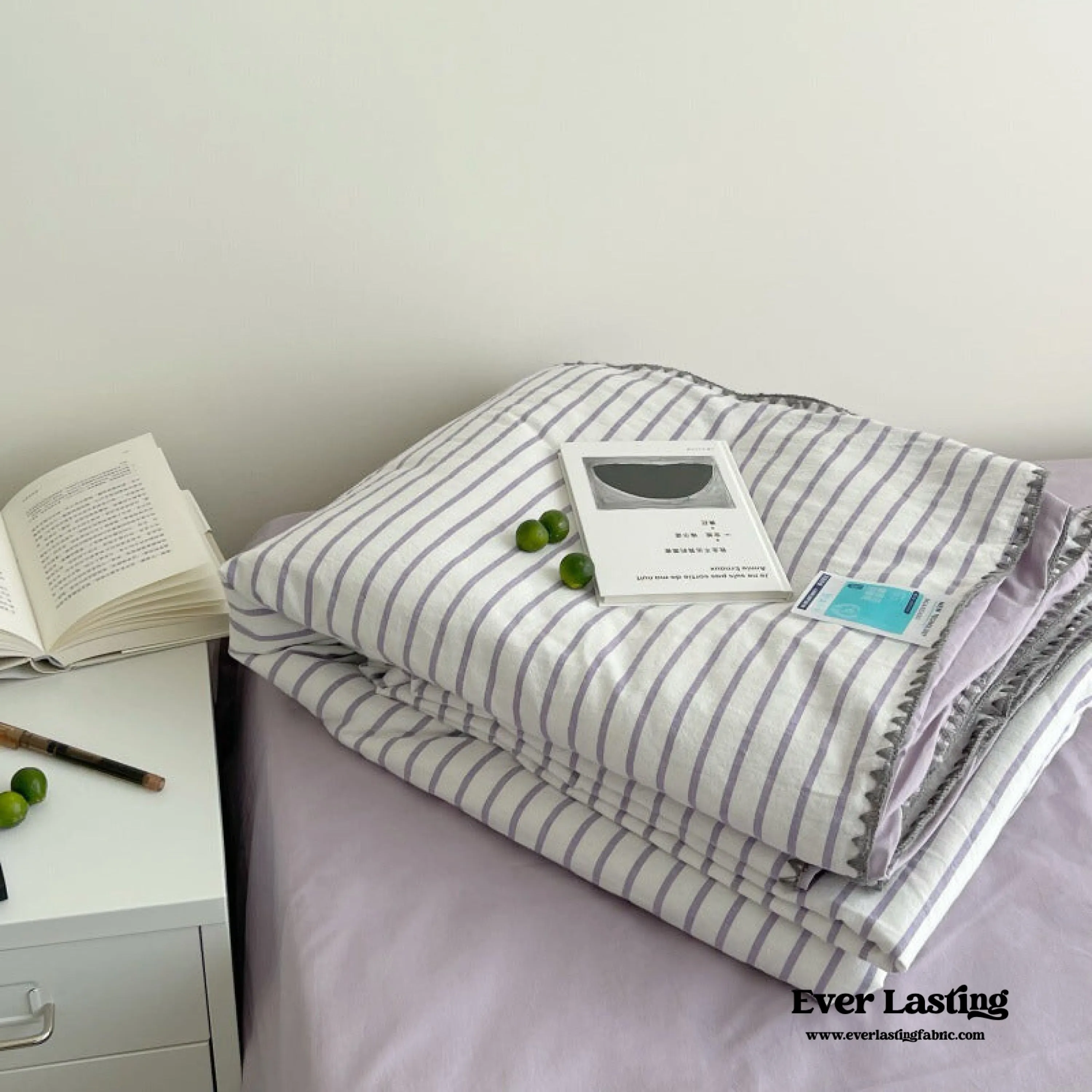 Pastel Striped Blanket Set / Purple