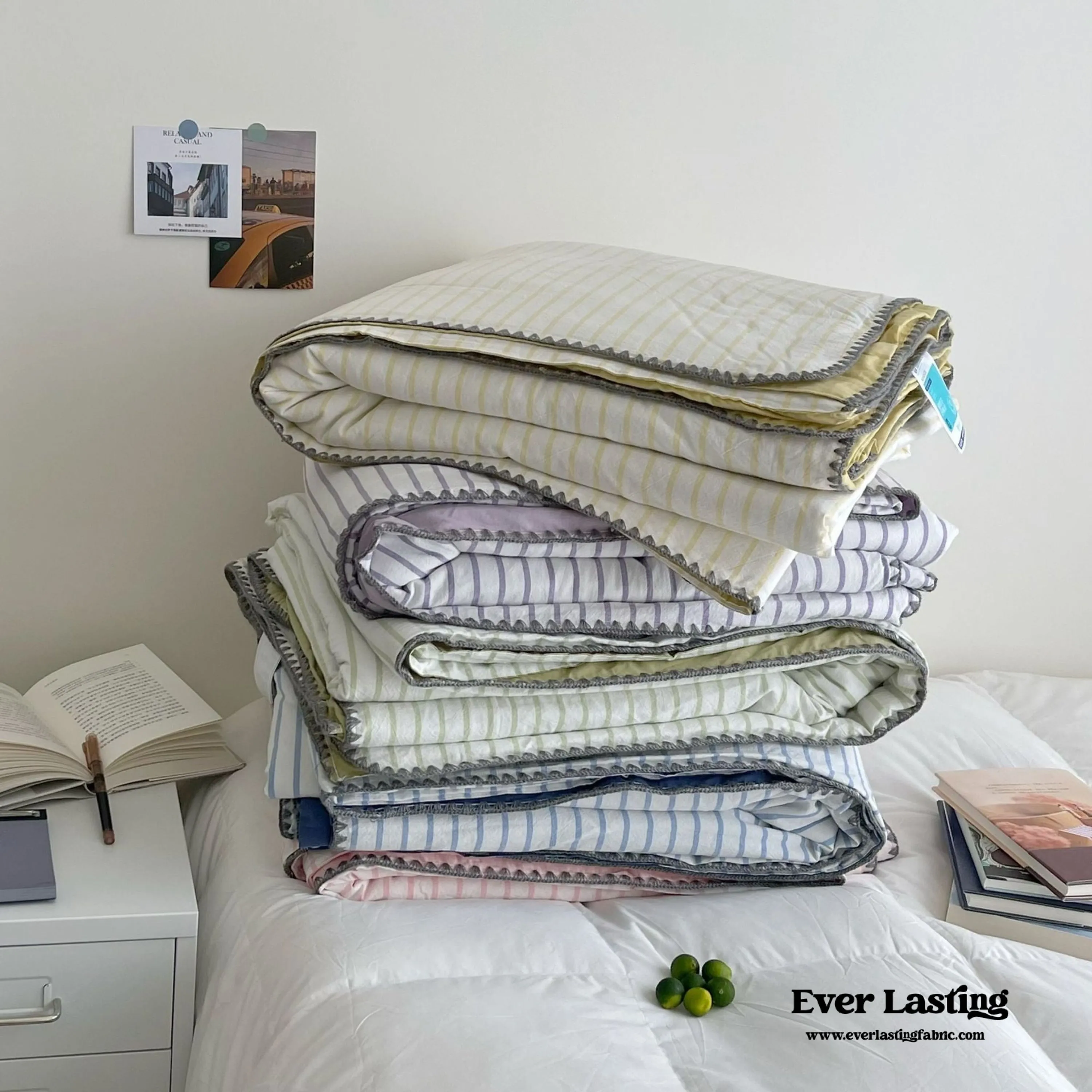 Pastel Striped Blanket Set / Purple