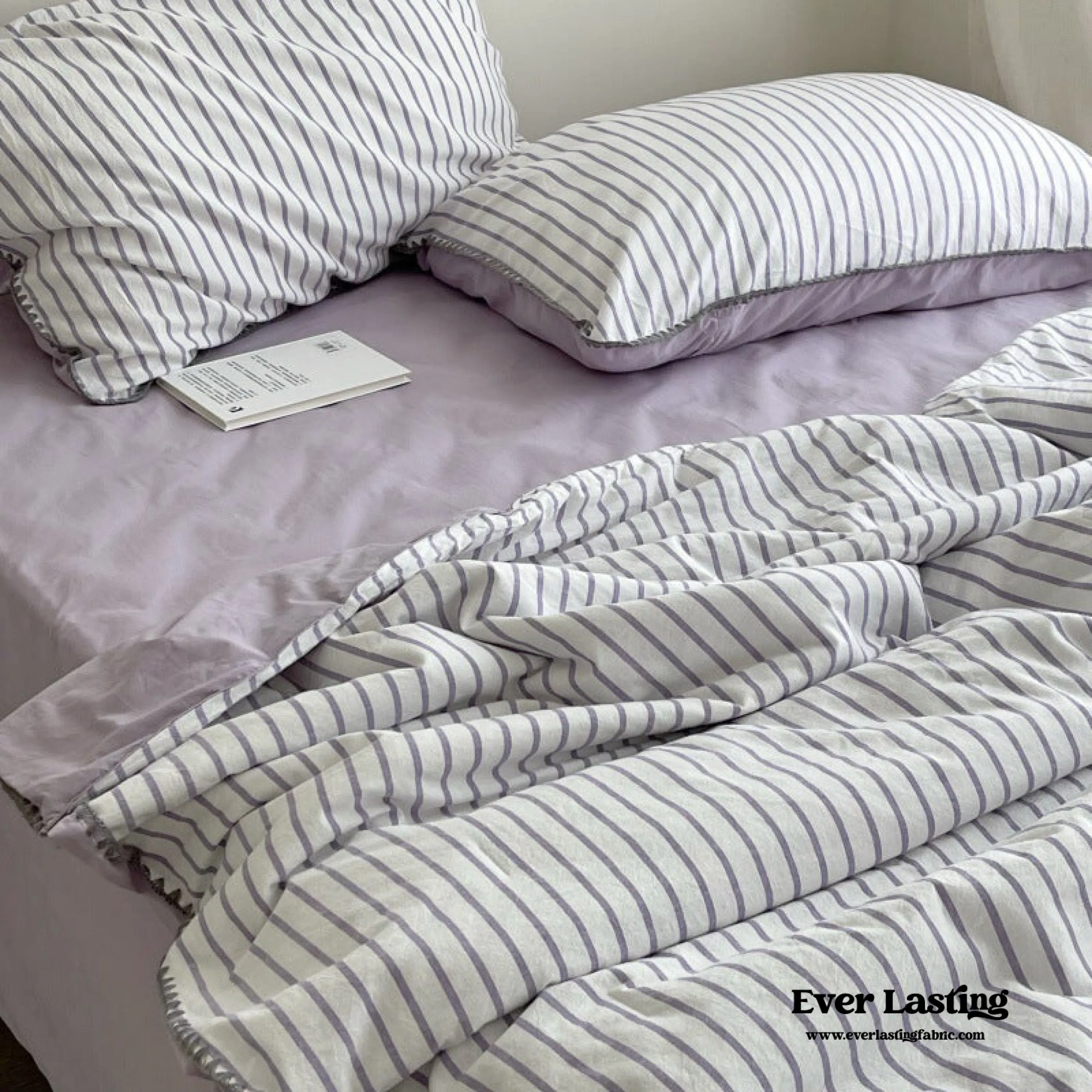 Pastel Striped Blanket Set / Purple