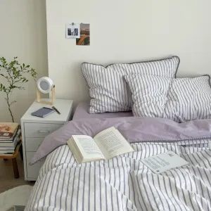 Pastel Striped Blanket Set / Purple