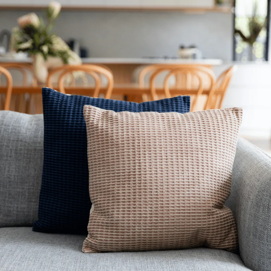 Perla Cotton Waffle Cushion - Cinnamon