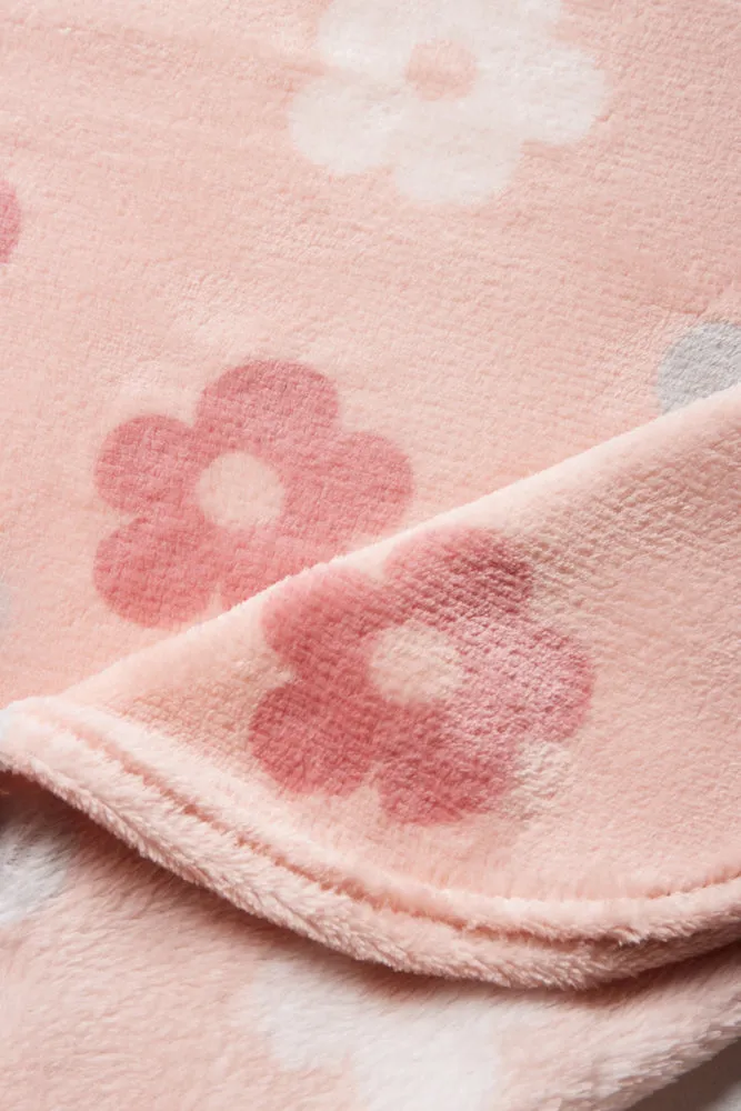 Pink Multi Flowers Coral Fleece Blanket