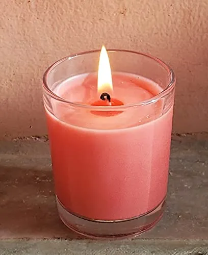Pure Source India Scented Rose Candles, Pack of 12, Hand Pored in Glass, 10 Hrs Burning, Red