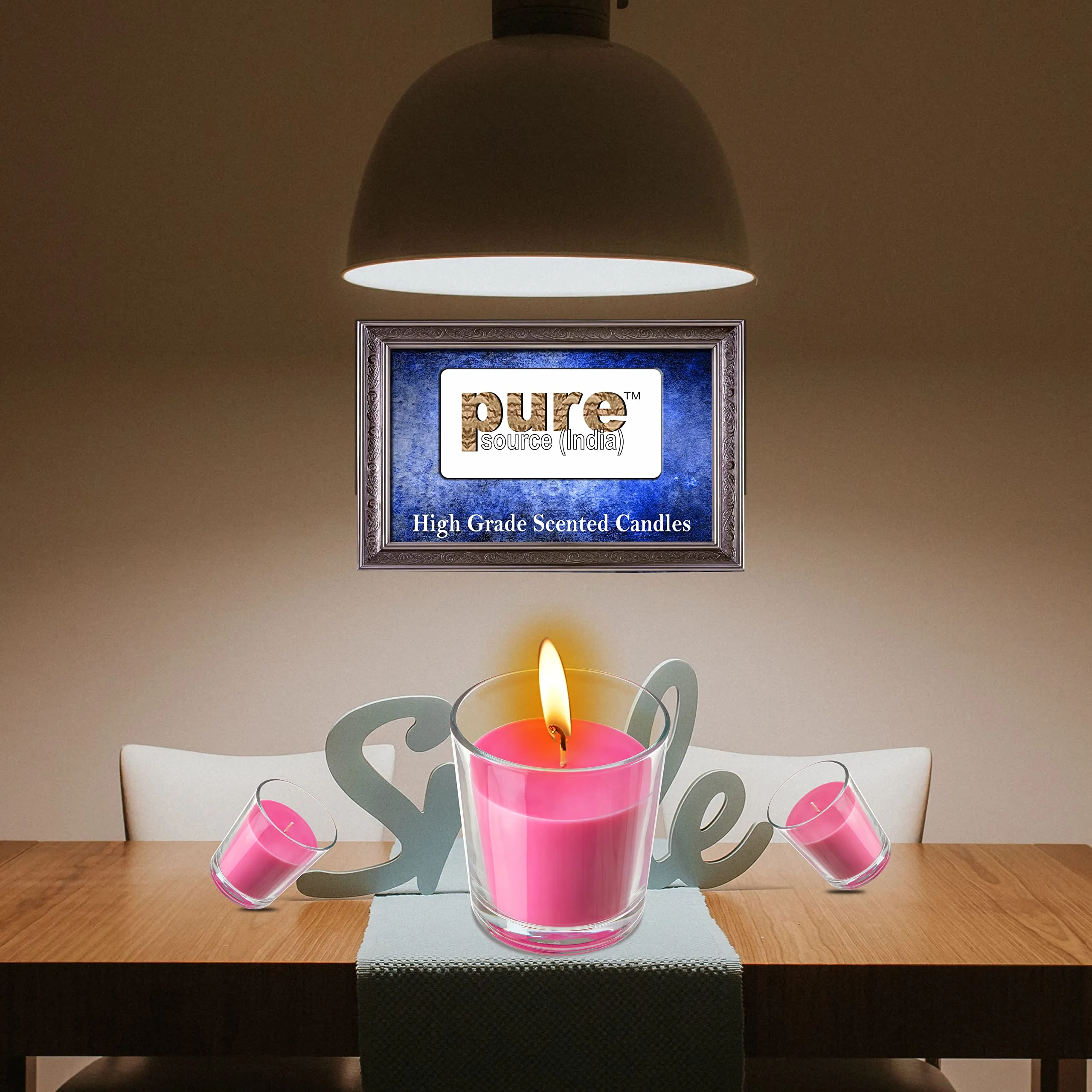 Pure Source India Scented Rose Candles, Pack of 12, Hand Pored in Glass, 10 Hrs Burning, Red