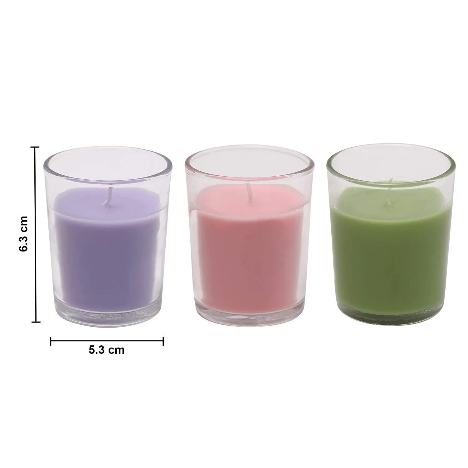 Pure Source India Votive Glass Candles, Pack of 12 (Scented - Jasmine, Lemon Grass & Sandalwood)