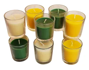 Pure Source India Votive Glass Candles, Pack of 12 (Scented - Jasmine, Lemon Grass & Sandalwood)