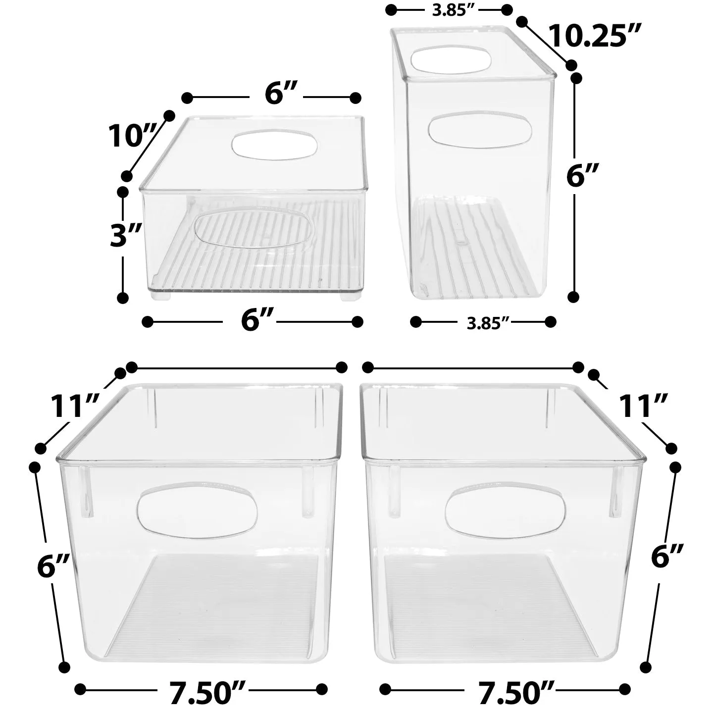 Refrigerator Storage Drawers (4 Pack)